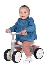 Babytaxiuri de la 12 luni - Babytaxiu Rookie Ride-on Pink Smoby cu construcție metalică și ghidon rotativ de la 12 luni_0