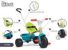 Trikes from 15 months - Be Move Smoby Tricycle with a push pole, green-turquoise, 15 months and over_3