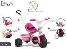 Trikes from 15 months - Be Move Smoby Tricycle with a push-pole, pink-grey, 15 months and over_1