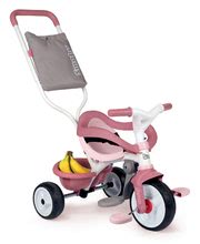 Tříkolky od 10 měsíců - Tříkolka s opěrkou Be Move Comfort Tricycle Pink Smoby s EVA koly a vodicí tyč s taškou růžová od 10 měsíců_11