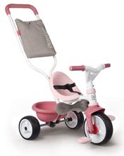 Tříkolky od 10 měsíců - Tříkolka s opěrkou Be Move Comfort Tricycle Pink Smoby s EVA koly a vodicí tyč s taškou růžová od 10 měsíců_12