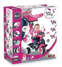 Rowerki trójkołowe od 10 miesiąca - Rowerek trójkołowy Baby Driver Smoby z daszkiem i kierownicą różowo-siwy od 10 mies._3