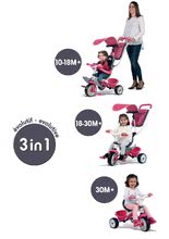 Tricikli za djecu od 10 mjeseci - Tricikl Baby Balade Blue Smoby ružičasto-sivi s EVA kotačima od 10 mjeseci_4