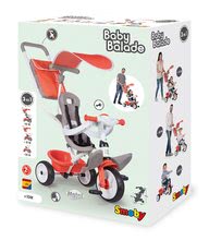 Tricikli od 10. meseca - Tricikel z visokim naslonom Baby Balade Tricycle Red Smoby s senčnikom in EVA kolesi rdeč od 10 mes_8