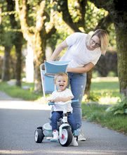 Tricikli od 10. meseca - Tricikel in voziček v enem z visokim naslonom Baby Balade Plus Tricycle Blue Smoby z zavoro in EVA kolesi moder od 10 mes_6