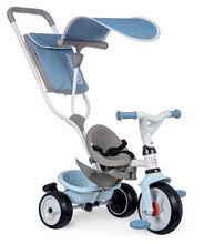 Tricikli od 10. meseca - Tricikel in voziček v enem z visokim naslonom Baby Balade Plus Tricycle Blue Smoby z zavoro in EVA kolesi moder od 10 mes_1