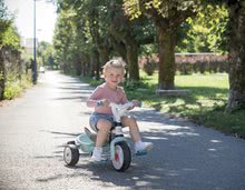 Tricikli od 10. meseca - Tricikel in voziček v enem z visokim naslonom Baby Balade Plus Tricycle Blue Smoby z zavoro in EVA kolesi moder od 10 mes_5