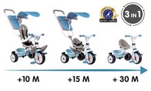Tricikli od 10. meseca - Tricikel in voziček v enem z visokim naslonom Baby Balade Plus Tricycle Blue Smoby z zavoro in EVA kolesi moder od 10 mes_5
