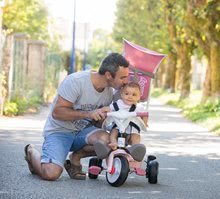 Tricikli od 10. meseca - Tricikel in voziček v enem z visokim naslonom Baby Balade Plus Tricycle Pink Smoby z zavoro in EVA kolesi rožnati od 10 mes_0