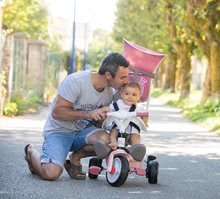 Rowerki trójkołowe od 10 miesiąca - Tricycle Baby Balade Plus Tricycle Pink Smoby - trójkoło i wózek w jednym z wysokim oparciem. z hamulcem i kołami EVA w różowym kolorze od 10 miesięcy_0