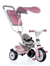 Tříkolky od 10 měsíců - Tříkolka a kočárek v jednom s vysokou opěrkou Baby Balade Plus Tricycle Pink Smoby s brzdou a EVA koly růžová od 10 měsíců_1