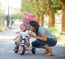 Tricikli od 10. meseca - Tricikel in voziček v enem z visokim naslonom Baby Balade Plus Tricycle Pink Smoby z zavoro in EVA kolesi rožnati od 10 mes_6