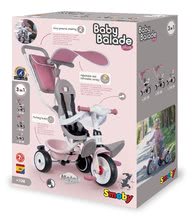 Tricikli od 10. meseca - Tricikel in voziček v enem z visokim naslonom Baby Balade Plus Tricycle Pink Smoby z zavoro in EVA kolesi rožnati od 10 mes_7