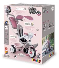 Tricikli od 10. meseca - Tricikel in voziček v enem z visokim naslonom Baby Balade Plus Tricycle Pink Smoby z zavoro in EVA kolesi rožnati od 10 mes_7