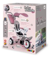 Rowerki trójkołowe od 10 miesiąca - Tricycle Baby Balade Plus Tricycle Pink Smoby - trójkoło i wózek w jednym z wysokim oparciem. z hamulcem i kołami EVA w różowym kolorze od 10 miesięcy_7