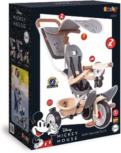 Tříkolky od 10 měsíců - Tříkolka a kočárek v jednom s vysokou opěrkou Mickey Disney Baby Balade Plus Tricycle Smoby s brzdou a EVA koly od 10 měsíců_5