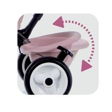 Tricikli od 10. meseca - Tricikel in voziček v enem z zavoro Baby Driver Plus Pink Smoby z EVA kolesi in intuitivnim vodenjem rožnati od 10 mes_3