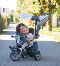 Tricikli od 10. meseca - Tricikel in voziček v enem z zavoro Baby Driver Plus Grey Smoby z EVA kolesi in intuitivnim vodenjem siv od 10 mes_1