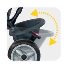 Triciklik 10 hónapos kortól - Tricikli és babakocsi egyben fékkel Baby Driver Plus Grey Smoby EVA kerekekkel és intuitív vezérléssel szürke 10 hó-tól_1
