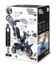 Triciklik 10 hónapos kortól - Tricikli és babakocsi egyben fékkel Baby Driver Plus Grey Smoby EVA kerekekkel és intuitív vezérléssel szürke 10 hó-tól_10