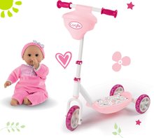 Háromkerekű rollerek - Szett háromkerekű roller Corolle Smoby kosárral és Mária játékbabával rózsaszin ruhácskában 30 cm_4