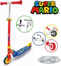 Trotinete cu două roţi - Trotinetă cu două roți Super Mario 2 Wheels Foldable Scooter Smoby pliabilă cu frână reglabilă max. 83 cm de la 5 ani_0