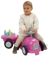 Babytaxiuri de la 12 luni - Babytaxiu Maxi Abrick Écoiffier maşină de curse cu remorcă şi 11 cuburi mari roz de la 12 luni_3