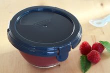 Dózy a formičky na potraviny - Dóza na jídlo kulatá Pyrex Beaba Glass Portion 200 ml z kvalitního skla tmavě modrá_1