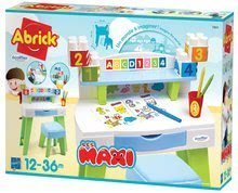 Baba építőjáték és kockák - Asztal rajzolásra és alkotásra My Very First Desk Maxi Abrick Écoiffier kisszékkel és kifestőkkel és kockákkal 12-36 hó korosztálynak_1