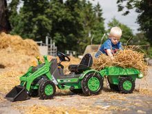 Detské šliapacie vozidlá - Traktor na šliapanie Jim Loader BIG s nakladačom a prívesom zelený_0