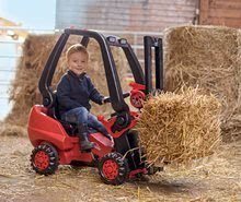 Voitures à pédales pour enfants - Chariot élévateur à pédale Linde BIG avec une palette rouge-noir_0