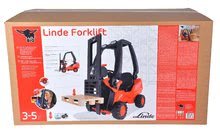 Voitures à pédales pour enfants - Chariot élévateur à pédale Linde BIG avec une palette rouge-noir_6