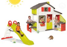Kleine Spielhäuser mit Rutsche - Set Häuschen der Freunde von Smoby mit Küche und Klingel und Rutsche  Toboggan Funny 2 Meter_33