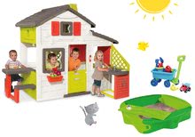 Case per bambini con sabbiera - Set casetta Friends Smoby con cucina e campanello, sabbiera Sandy con copertura e carrello da spiaggia_19