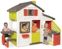 Hišice za otroke - Hišica Prijateljev s kuhinjo prostorna Neo Friends House Smoby z razširitvami 2 vrata 6 oken in piknik mizica 172 cm višina z UV filtrom_22