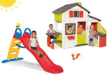 Kleine Spielhäuser mit Rutsche - Set Häuschen der Freunde von Smoby mit Küche und Rutsche mit Wasserdüse Funny 2 Meter_0