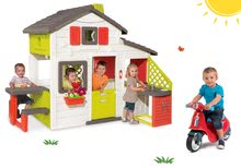 Spielhäuser Sets - Set Häuschen der Freunde von Smoby mit Küche und Laufrad Scooter mit Gummirädern und Wurfringen_19