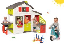 Spielhäuser Sets - Set Häuschen der Freunde von Smoby mit Küche und Laufrad Scooter mit Gummirädern und Wurfringen_20