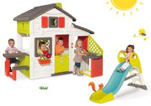 Kleine Spielhäuser mit Rutsche - Set Häuschen der Freunde von Smoby mit Küche und Rutsche GM Slide mit Wasser, Länge 1,5 m_18