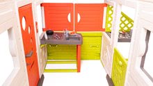 Domečky pro děti - Domeček Přátel s kuchyňkou prostorný Neo Friends House Smoby rozšiřitelný 2 dveře 6 oken a piknik stolek 172 cm výška s UV filtrem_10