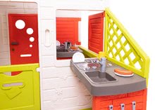 Domečky pro děti - Domeček Přátel s kuchyňkou prostorný Neo Friends House Smoby rozšiřitelný 2 dveře 6 oken a piknik stolek 172 cm výška s UV filtrem_12