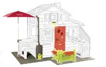 Hišice za otroke - Hišica Prijateljev s kuhinjo prostorna Neo Friends House Smoby z razširitvami 2 vrata 6 oken in piknik mizica 172 cm višina z UV filtrom_13
