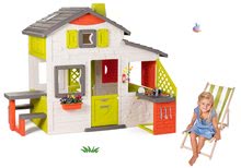 Hišice s pohištvom - Komplet hišica Prijateljev Smoby s kuhinjo in leseni nastavljiv ležalnik s tekstilom_26