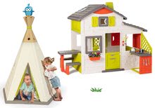 Spielhäuser Sets - Set Spielhaus der Freunde von Smoby mit Spielküche und Indianerzelt, natur TeePee höhenverstellbar mit Vorhang_38