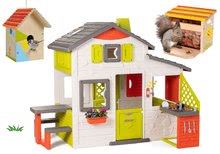 Spielhäuser Sets - Set Spielhaus der Freunde von Smoby mit Spielküche und Vogelhäuschen aus Holz mit Eichhörnchenfutter_4