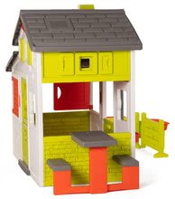 Domečky pro děti - Domeček Přátel prostorný Neo Friends House Smoby se zahrádkou rozšiřitelný 2 dveře 6 oken a piknik stolek 172 cm výška s UV filtrem_6