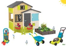 Domki dla dzieci - Zestaw Domek Przyjaciół w eleganckich kolorach Friends House Evo Playhouse Smoby możliwość rozbudowy o płot ogrodowy i narzędzia ogrodnicze SM810204-15_42