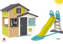 Kleine Spielhäuser mit Rutsche - Freundenhaus Set in eleganten Farben Friends House Evo Spielhaus Smoby erweiterbar mit 2,3 Meter XL-Rutsche SM810204-2_32