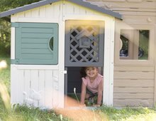 Domčeky pre deti - Domček Priateľov ekologický v prírodných farbách Friends Evo Playhouse Green Smoby rozšíriteľný 2 dvere 6 okien z recyklovaného materiálu s UV filtrom 162 cm výška_3