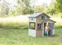 Domečky s nábytkem - Set domeček Přátel ekologický v přírodních barvách s posezením Friends Evo Playhouse Green Smoby rozšiřitelný u zahradního grilu_22